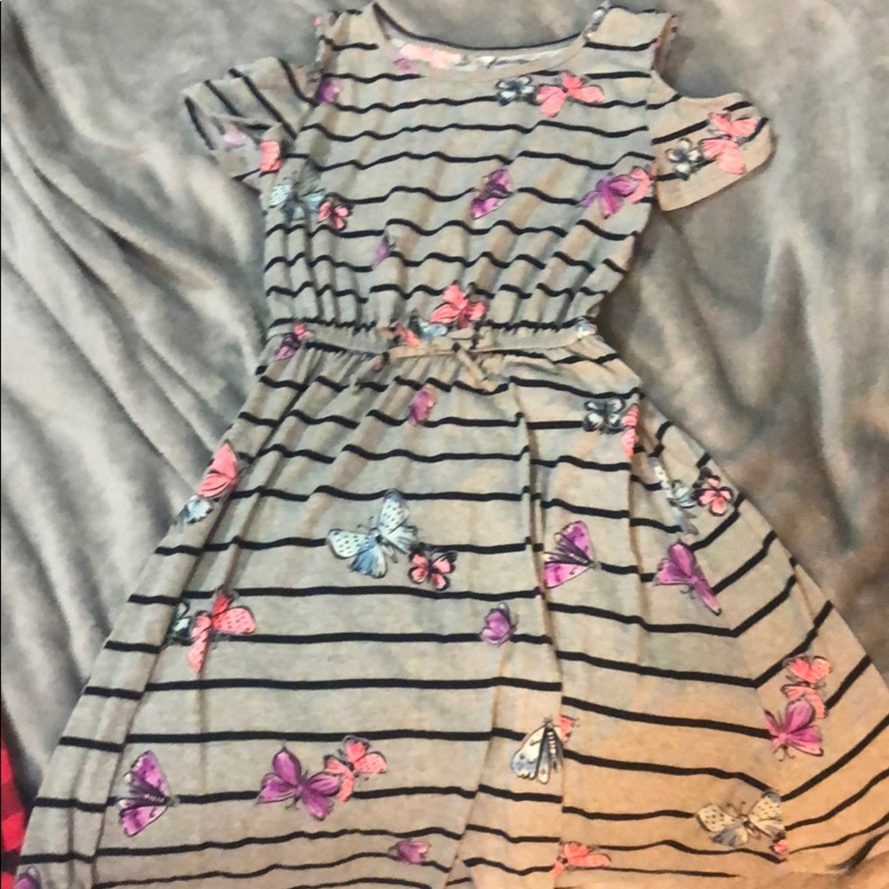 Grey with black and butterflies dress